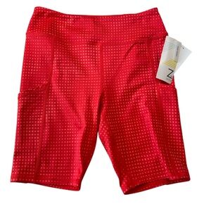 Z by Zella Girls Athletic Orange Red Biker Shorts With Pockets Size XL 14/16